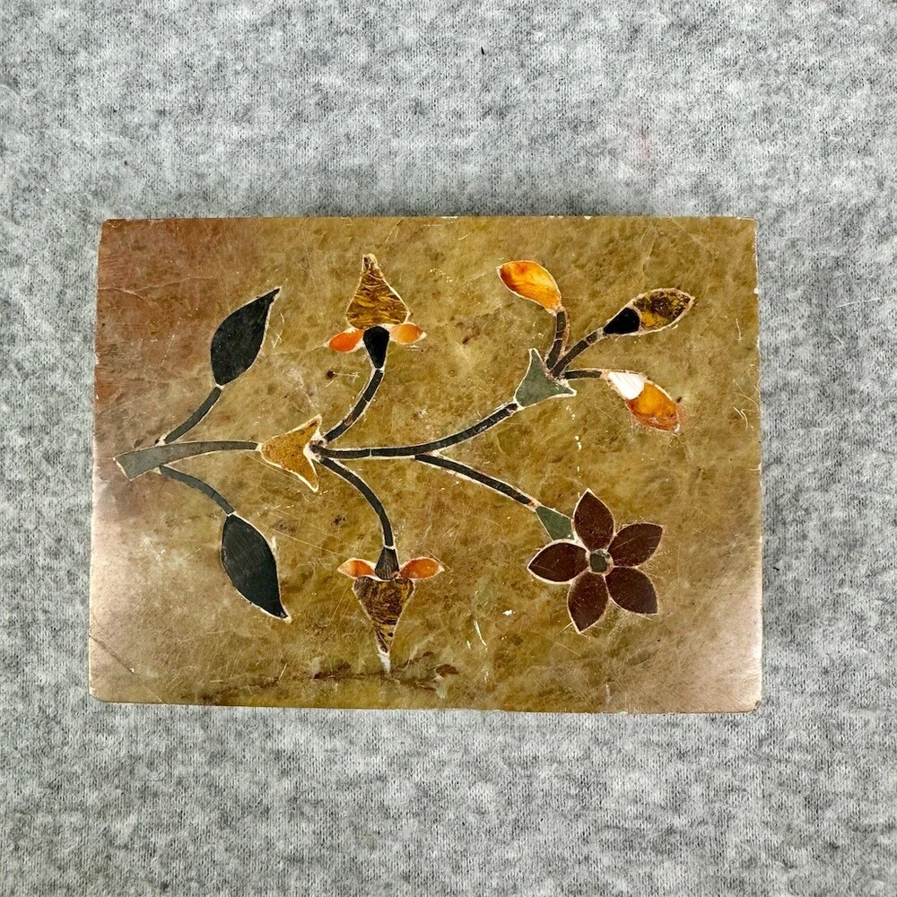 Handcrafted Brown Floral Inlay Storage Box